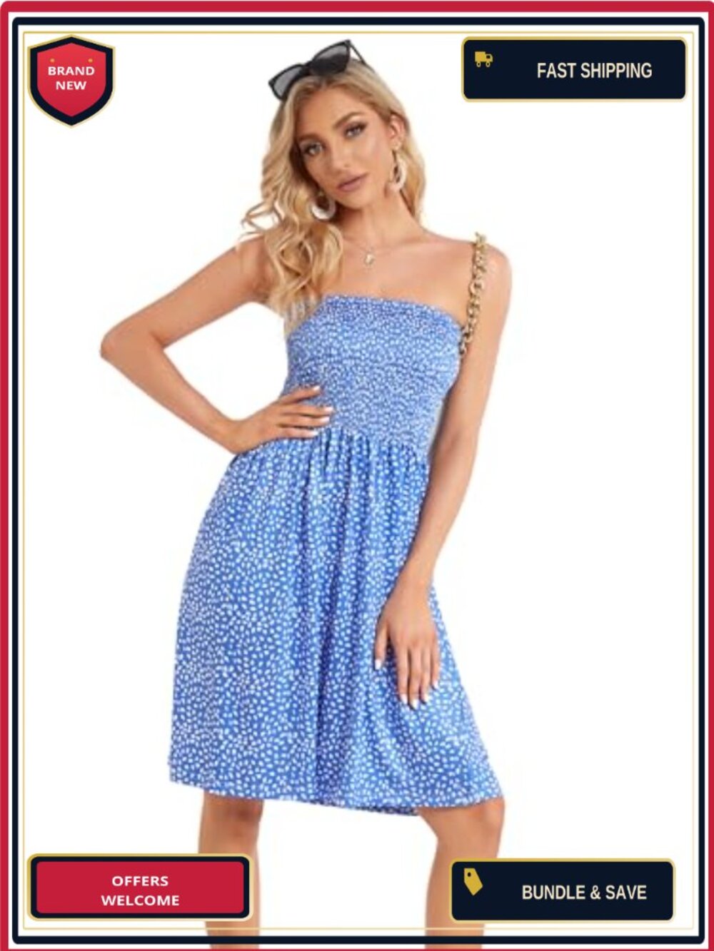 Women's Strapless Floral Sundress Beach Cover Up Casual Summer - Picture 4 of 6